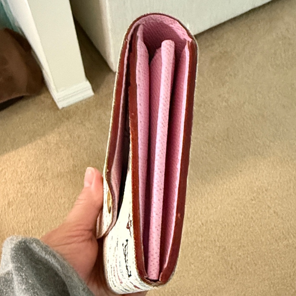 Louis Vuitton White Multicolor Monogram Sarah Long Wallet with Gold Snap - Picture 3 of 10